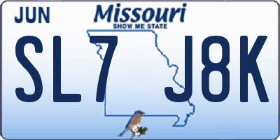 MO license plate SL7J8K