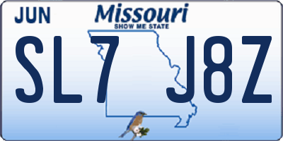 MO license plate SL7J8Z