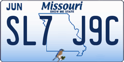 MO license plate SL7J9C