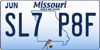 MO license plate SL7P8F