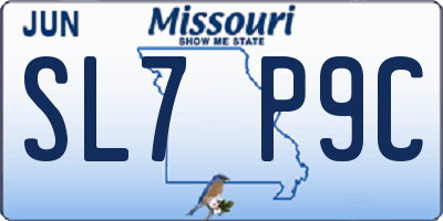 MO license plate SL7P9C
