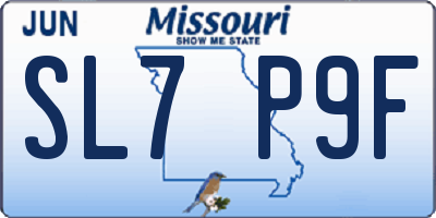 MO license plate SL7P9F