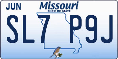 MO license plate SL7P9J