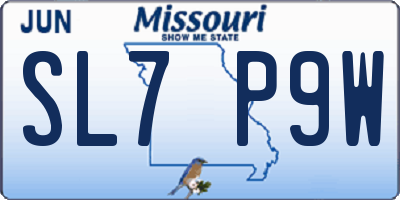 MO license plate SL7P9W