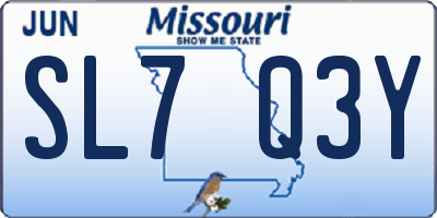 MO license plate SL7Q3Y