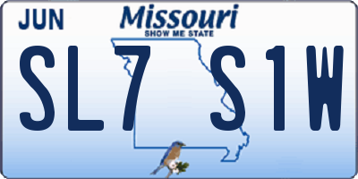 MO license plate SL7S1W