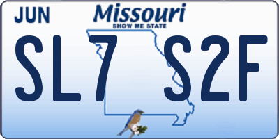MO license plate SL7S2F