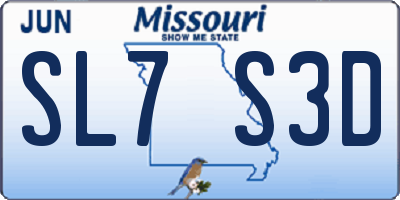 MO license plate SL7S3D