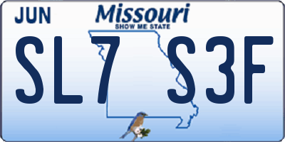 MO license plate SL7S3F