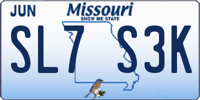 MO license plate SL7S3K