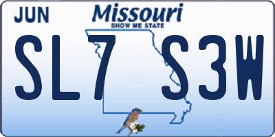 MO license plate SL7S3W