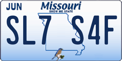 MO license plate SL7S4F