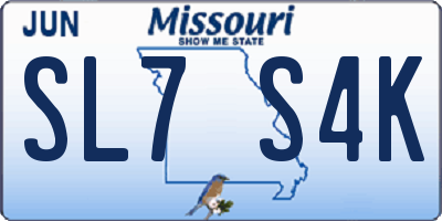 MO license plate SL7S4K