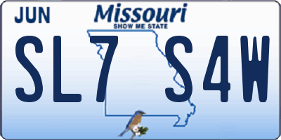 MO license plate SL7S4W