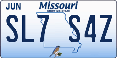 MO license plate SL7S4Z
