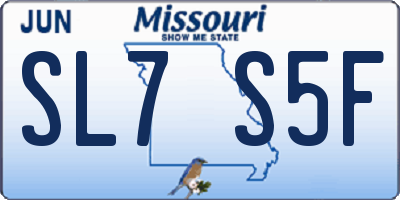 MO license plate SL7S5F