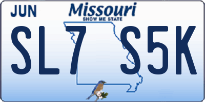 MO license plate SL7S5K