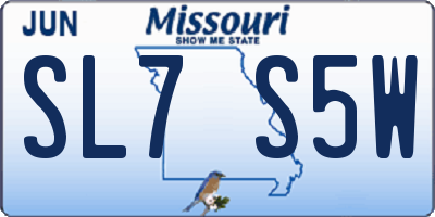 MO license plate SL7S5W