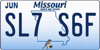 MO license plate SL7S6F