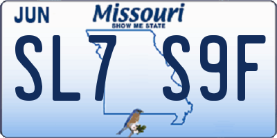 MO license plate SL7S9F
