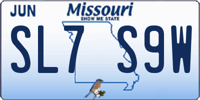 MO license plate SL7S9W