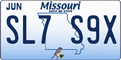 MO license plate SL7S9X