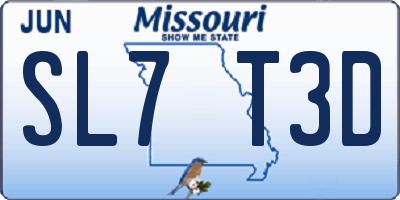 MO license plate SL7T3D