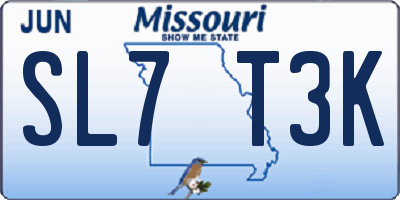 MO license plate SL7T3K