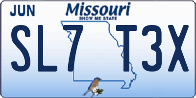 MO license plate SL7T3X