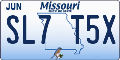 MO license plate SL7T5X