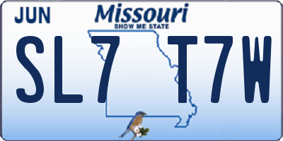 MO license plate SL7T7W