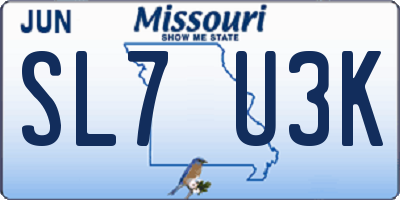 MO license plate SL7U3K