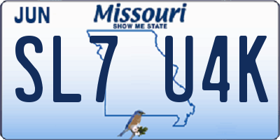 MO license plate SL7U4K