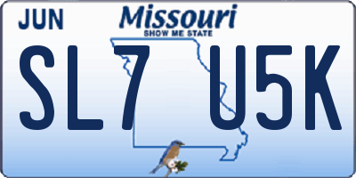 MO license plate SL7U5K