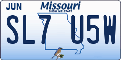 MO license plate SL7U5W