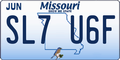 MO license plate SL7U6F