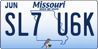 MO license plate SL7U6K