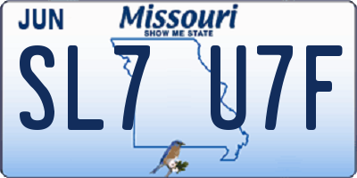 MO license plate SL7U7F