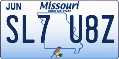 MO license plate SL7U8Z