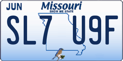 MO license plate SL7U9F