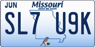 MO license plate SL7U9K