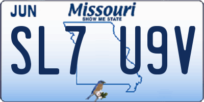 MO license plate SL7U9V