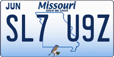 MO license plate SL7U9Z
