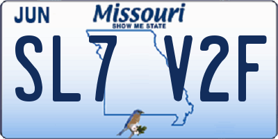 MO license plate SL7V2F