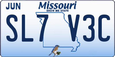 MO license plate SL7V3C