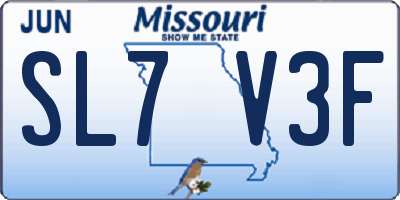 MO license plate SL7V3F