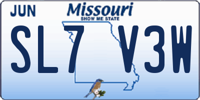 MO license plate SL7V3W