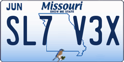 MO license plate SL7V3X