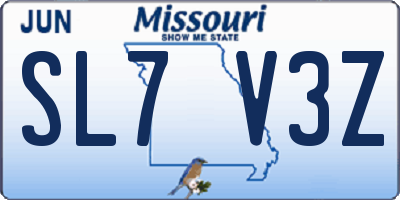 MO license plate SL7V3Z