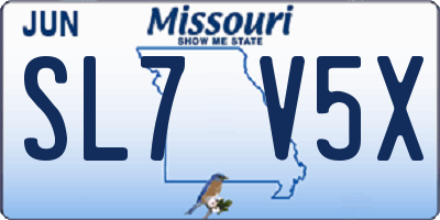 MO license plate SL7V5X